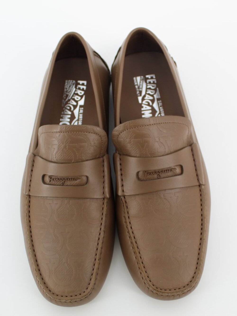 Salvatore Ferragamo Men’s Gancini Leather Loafers Tan Size 8 E Made in Italy